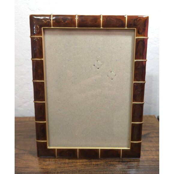 Ashley Manor Other - Vintage Brown & Gold Ashely Manor Shiny Resin & Metal 4x6 Textured Swirl Design